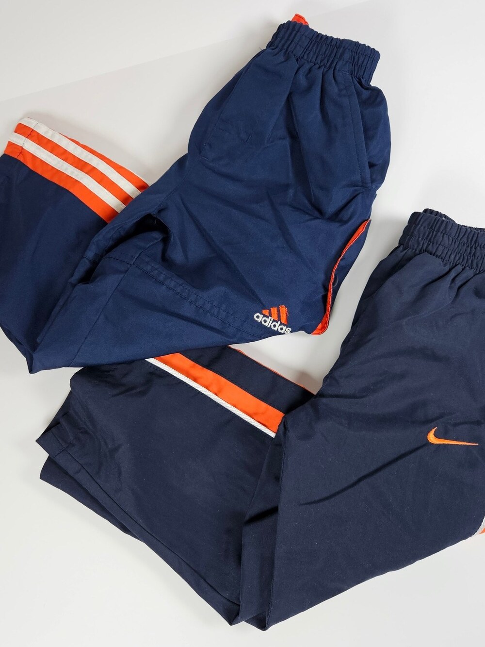 Adidas and Nike Track Pants Navy Blue Orange Stripe Boys Size 3T Lot of 2